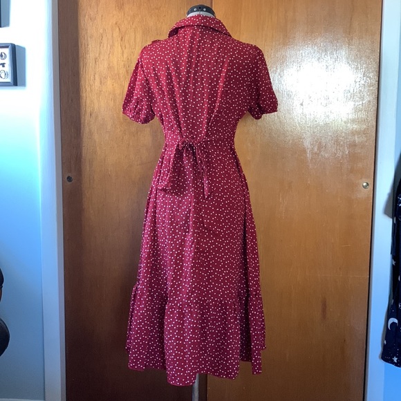 Shein burgundy white heart print dress L - Picture 8 of 14